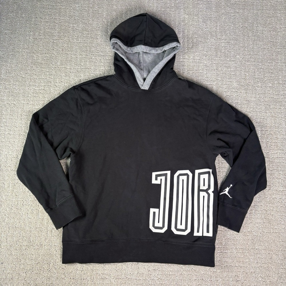 Air Jordan Hoodie Mens Large Black Logo Big Spell Out Basketball Casual
